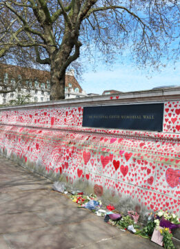 National Covid Memorial Wall on the River Thames in London