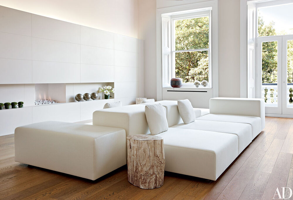 Architectural Digest White Living Room by Architect Monica Mauti