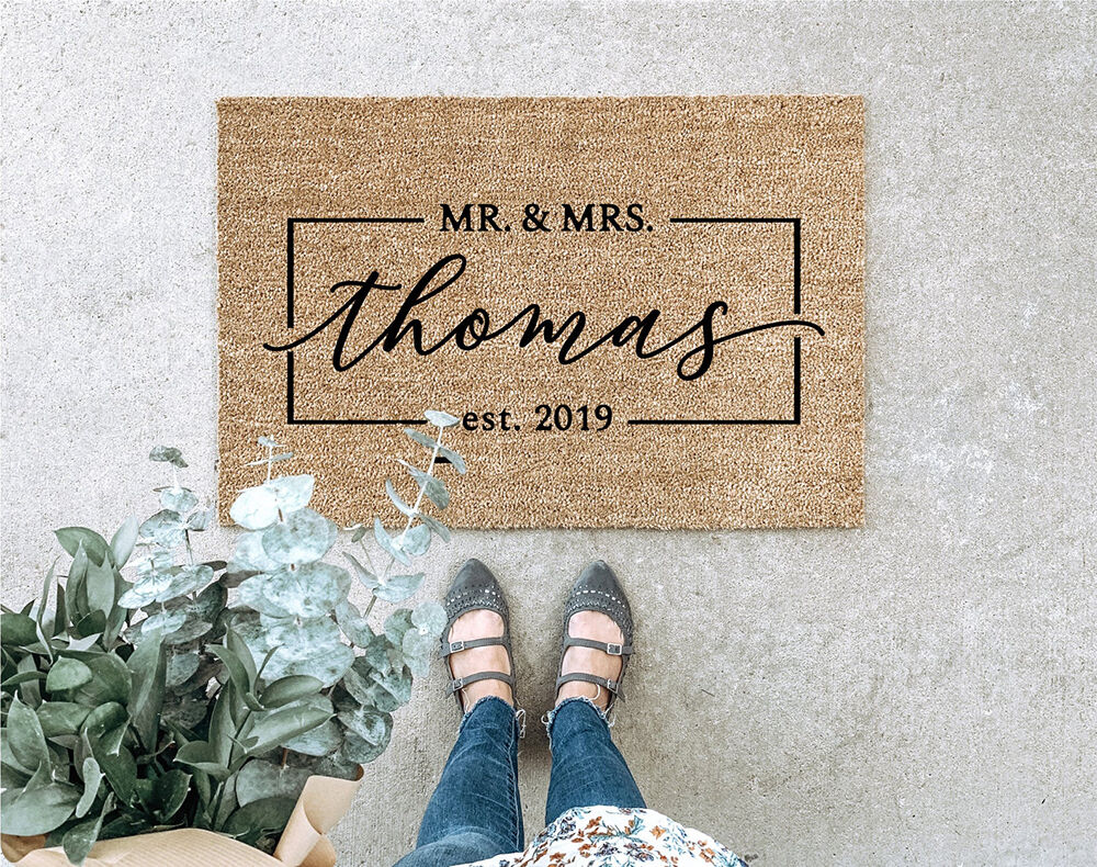 BlackButterflySigns Mr. and Mrs. Doormat Personalized Doormat from Etsy