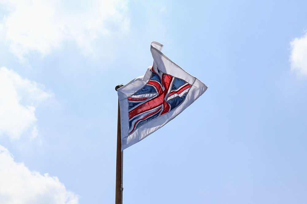British Flag on Windermere Lake Cruises Steamer