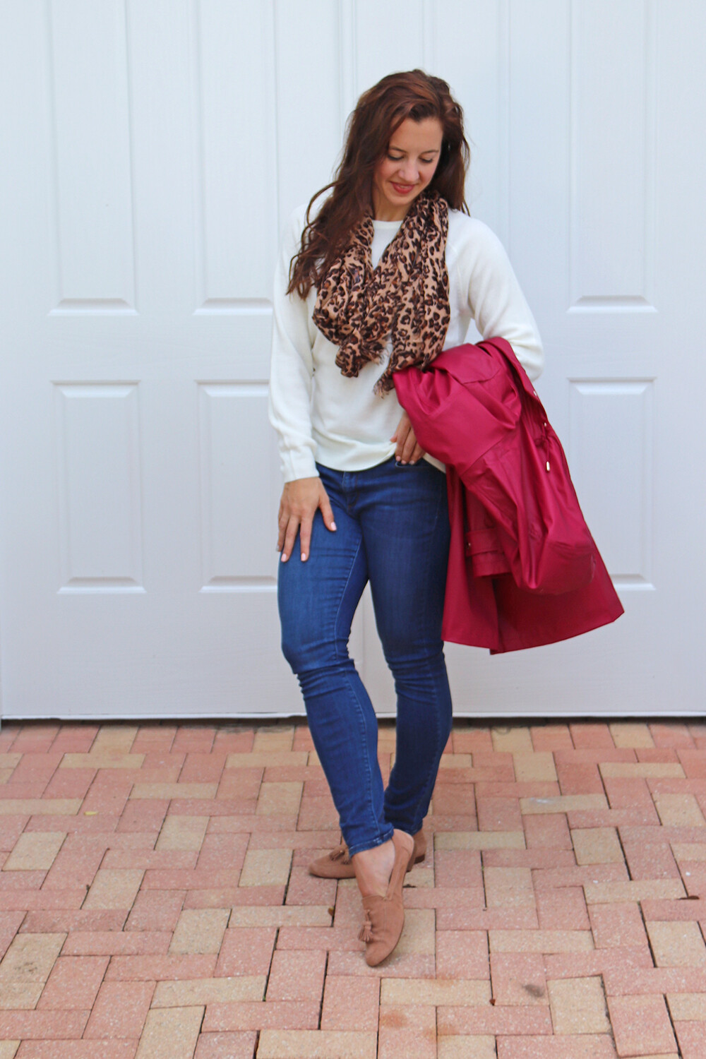 Kate Spade scallop pocket coat and Madwell Leopard Scarf