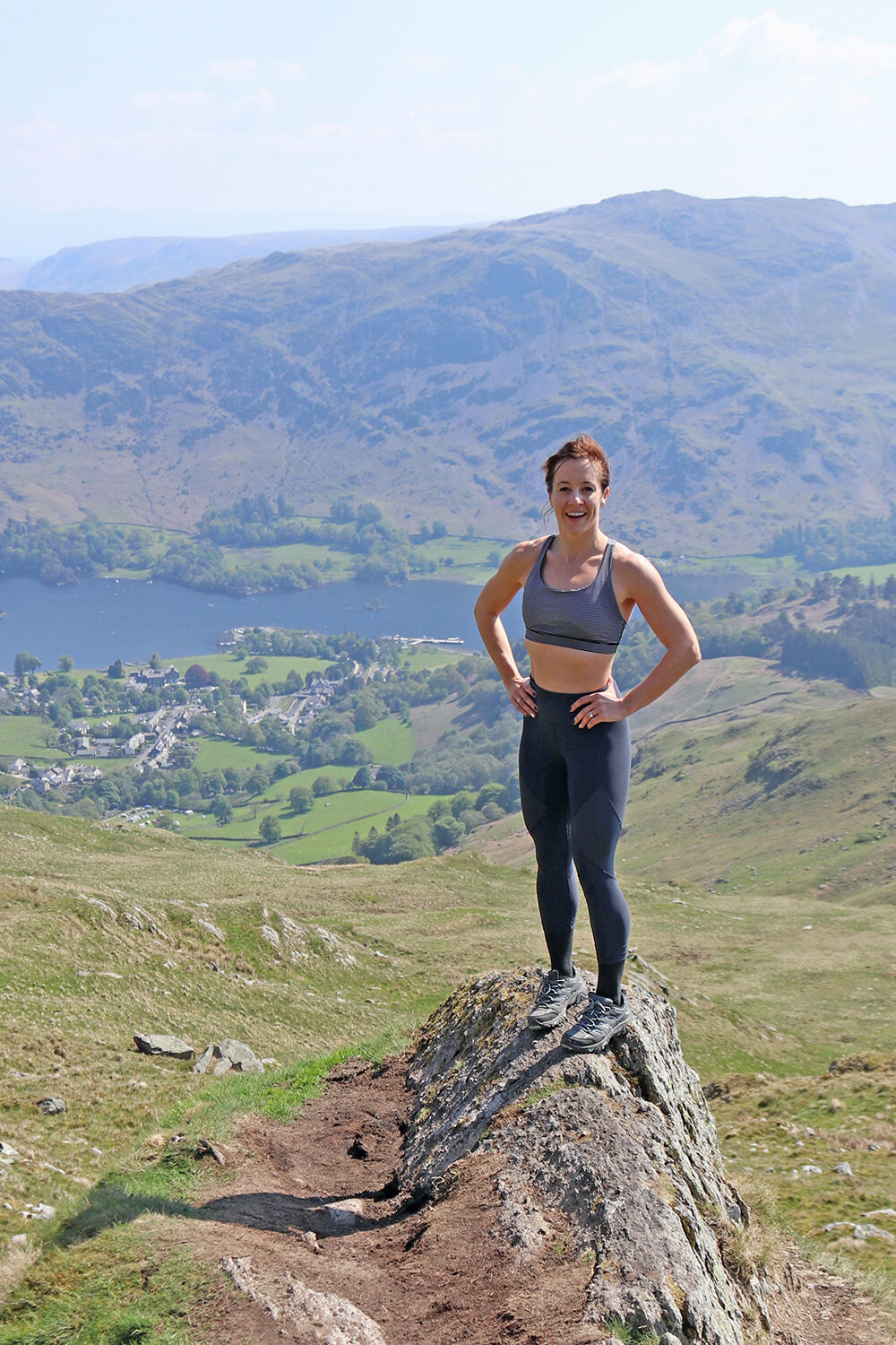 Lake District Long Weekend - Travel Blogger Overlooking Glenridding and Ullswater Lake on the hike up the Mountain