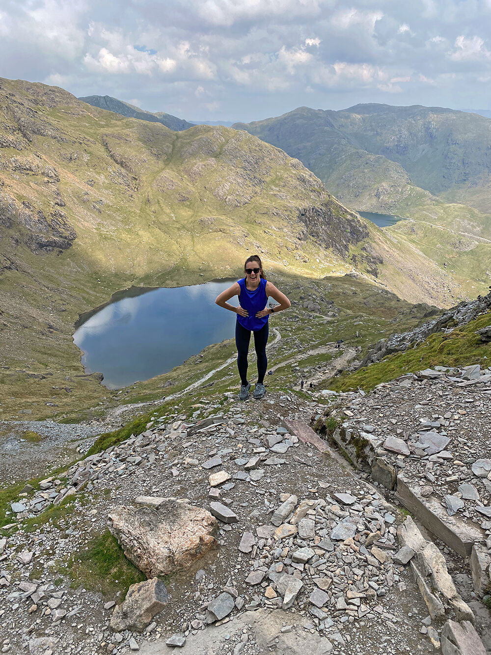 On the path down from the peak of the mountain Old Man of Coniston