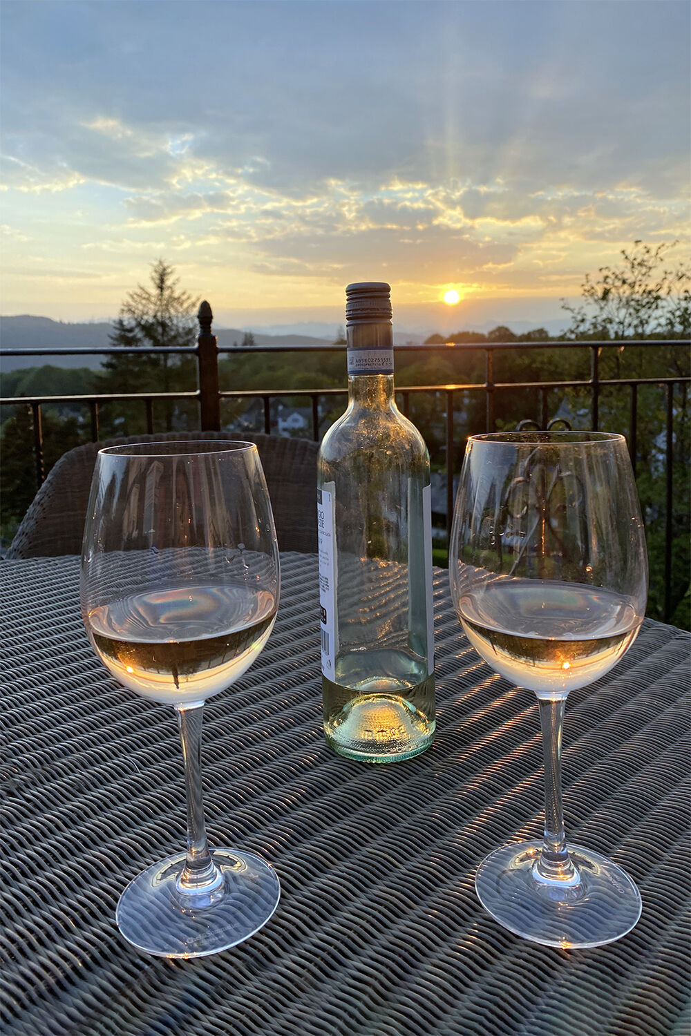 Rose Wine on the patio of the Hillthwaite Windermere Boutique Hotel