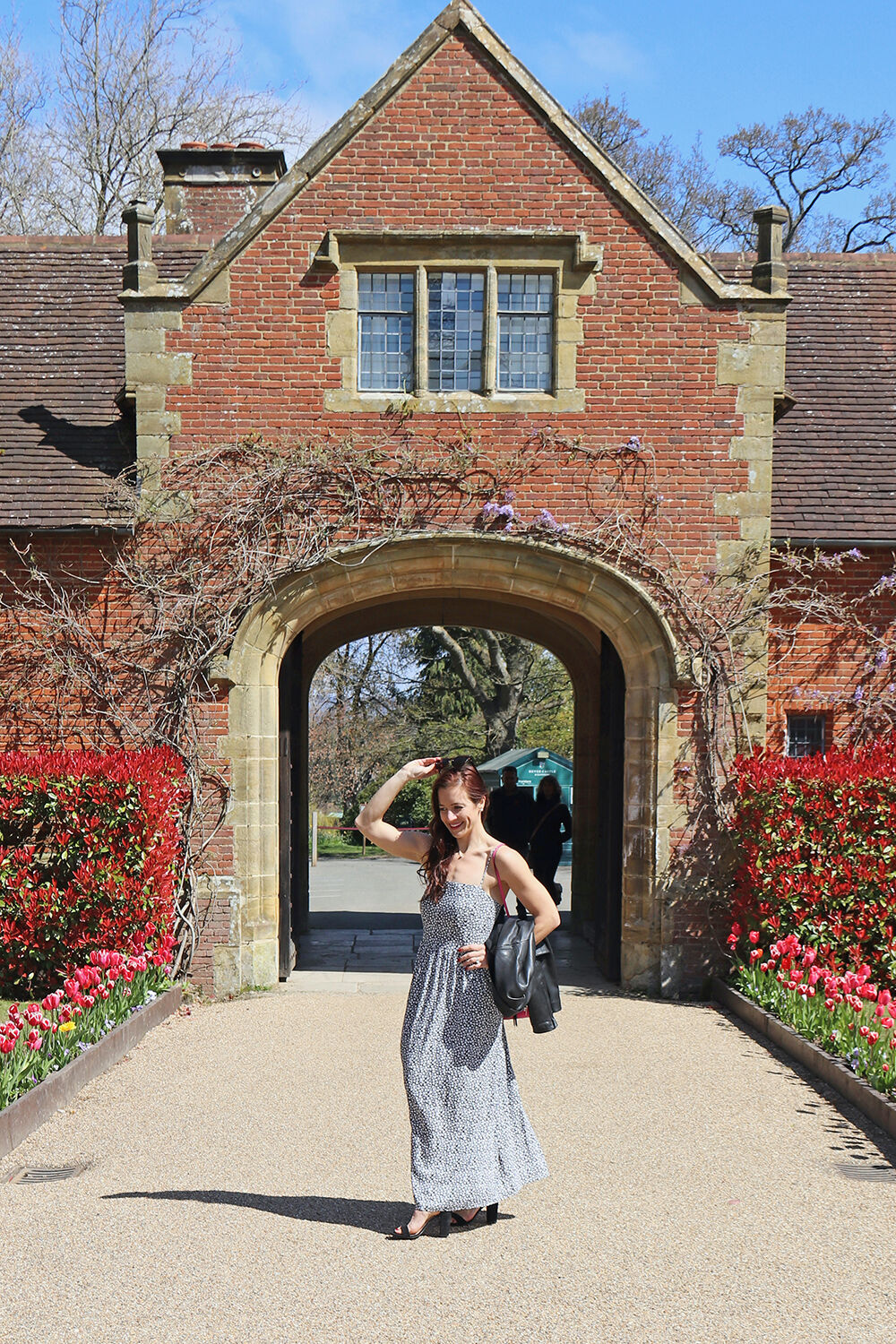 Smock Maxi Dress, Ema High Block Heel Pumps, and Kate Spade Bag