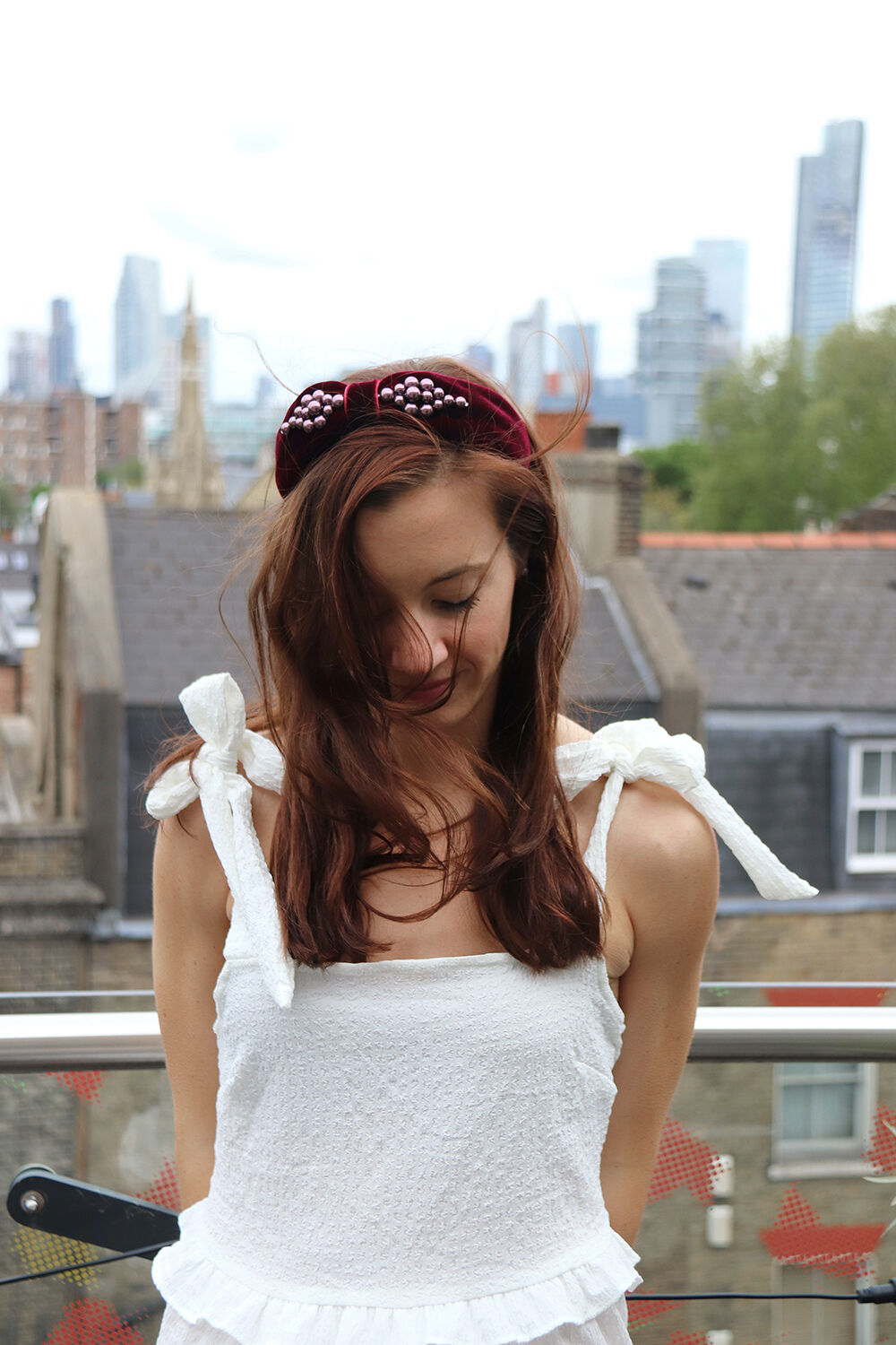 Tie Straps Minidress with Alexandre de Paris Berenice Headband