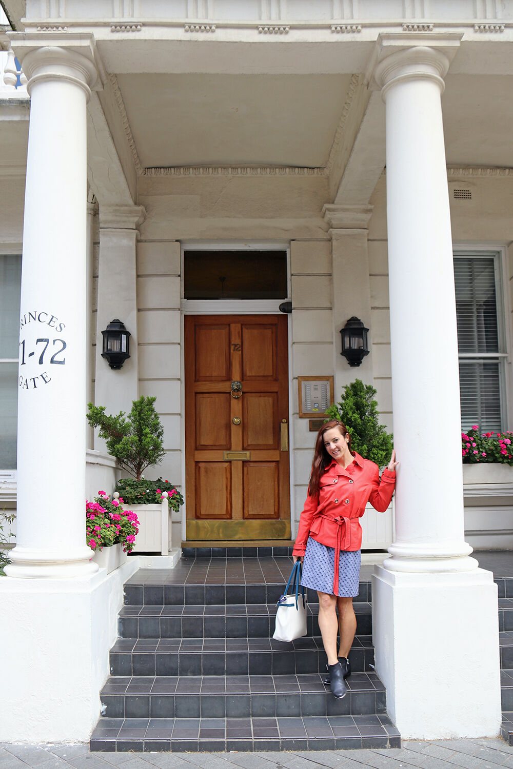 Coral and Navy Outfit in London