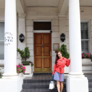 London Blogger in Coral and Navy