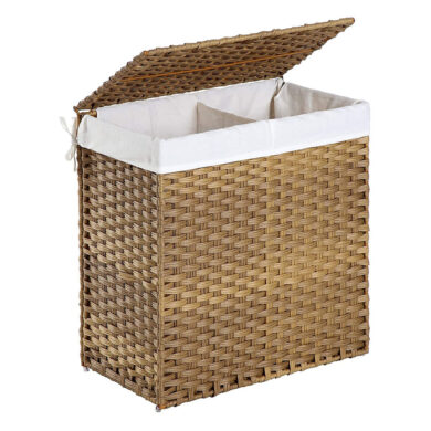 Songmics Rattan Handwoven Laundry Basket with Removable Liner,