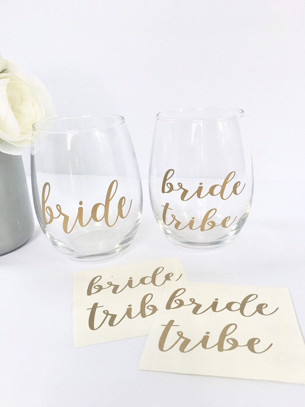CastleInnDesigns Bride Tribe Vinyl Decals for Wine Glasses or Yeti Tumblers