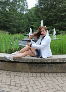 Rainy Weather Outfit  - Upcycled Lightweight Puffer Jacket and GAP Modern Boatneck Dress 