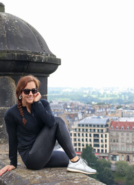 Overlooking the New Town of Edinburgh from the Castle Walls in LK Bennett Sneakers