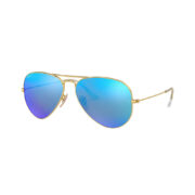 Rayban Polarized Aviator Sunglasses in Gold and Blue Mirror