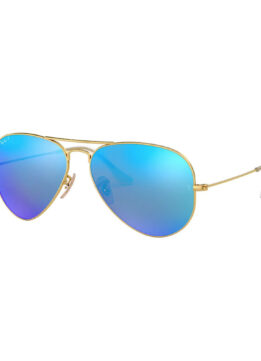 Rayban Polarized Aviator Sunglasses in Gold and Blue Mirror