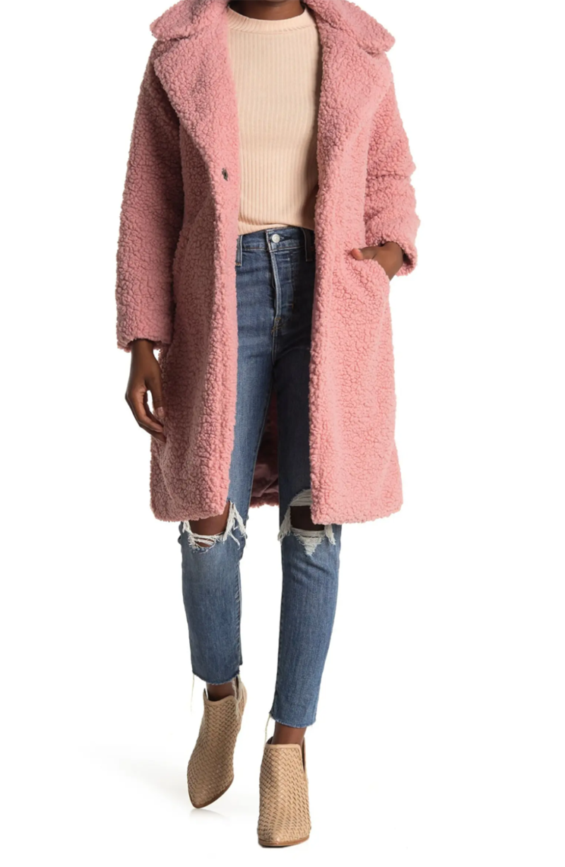 Lucky Brand Faux Shearling Teddy Coat in Pink 01