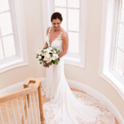 Wedding Portrait on Landing with Dress Fanned Out