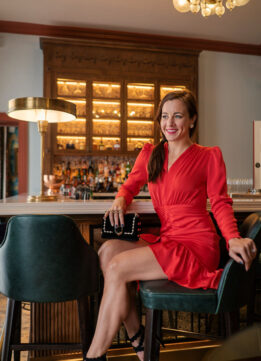 London Fashion Blogger in Rosas Rojas Red Ruched Dress