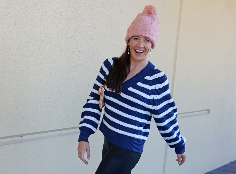 Target Style Universal Thread Cable Pom Beanie in Clay