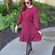 Sparkles and Shoes Shashi Legend Necklace with Maroon Smock Dress
