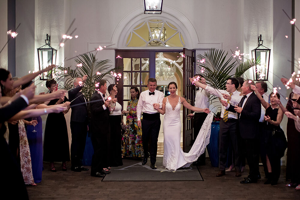 Bride and Groom - Sparkler Exit at SWFL Wedding.pg