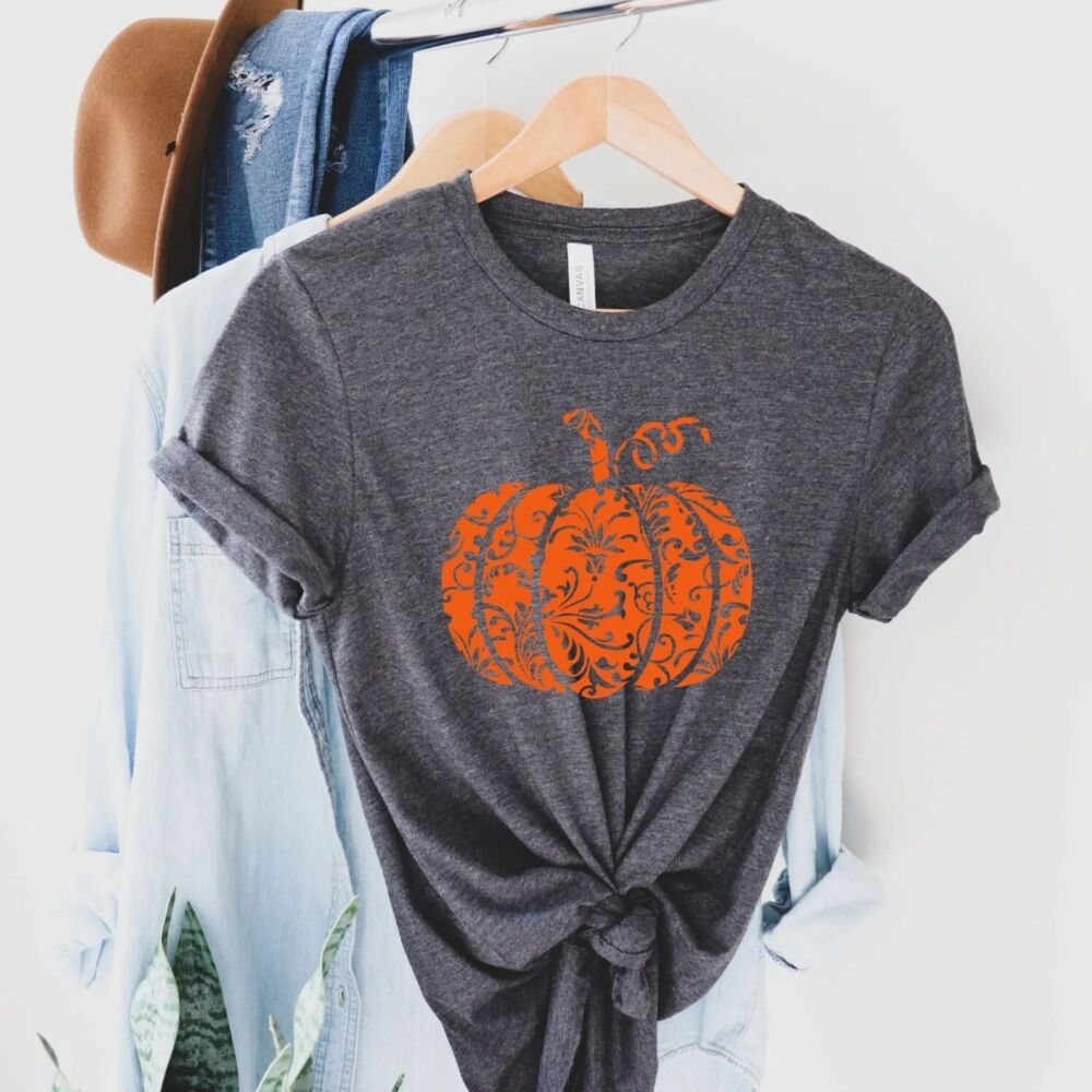 HomeDesignUKShop Floral Pumpkin Shirt, Pumpkin shirt, Floral Pumpkin, Autumn Shirt, Hello Fall shirt, Fall Shirt for Woman, Floral Fall Shirt, Fall t shirt