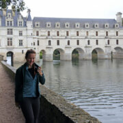 Wearing Rapha at the Chateau de Chenonceau, which spans the River Cher