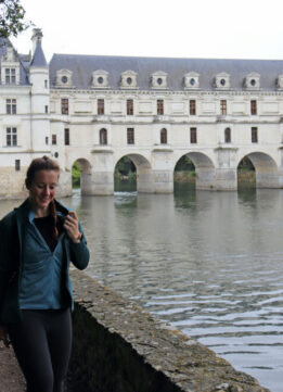 Wearing Rapha at the Chateau de Chenonceau, which spans the River Cher