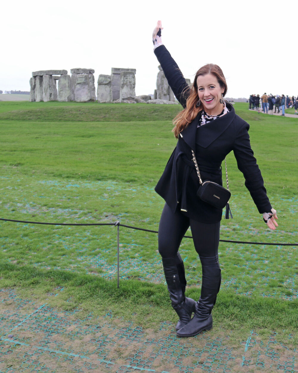 London Fashion Blogger at Stonehenge wearing Mesh Turtleneck by Cabi Clothing