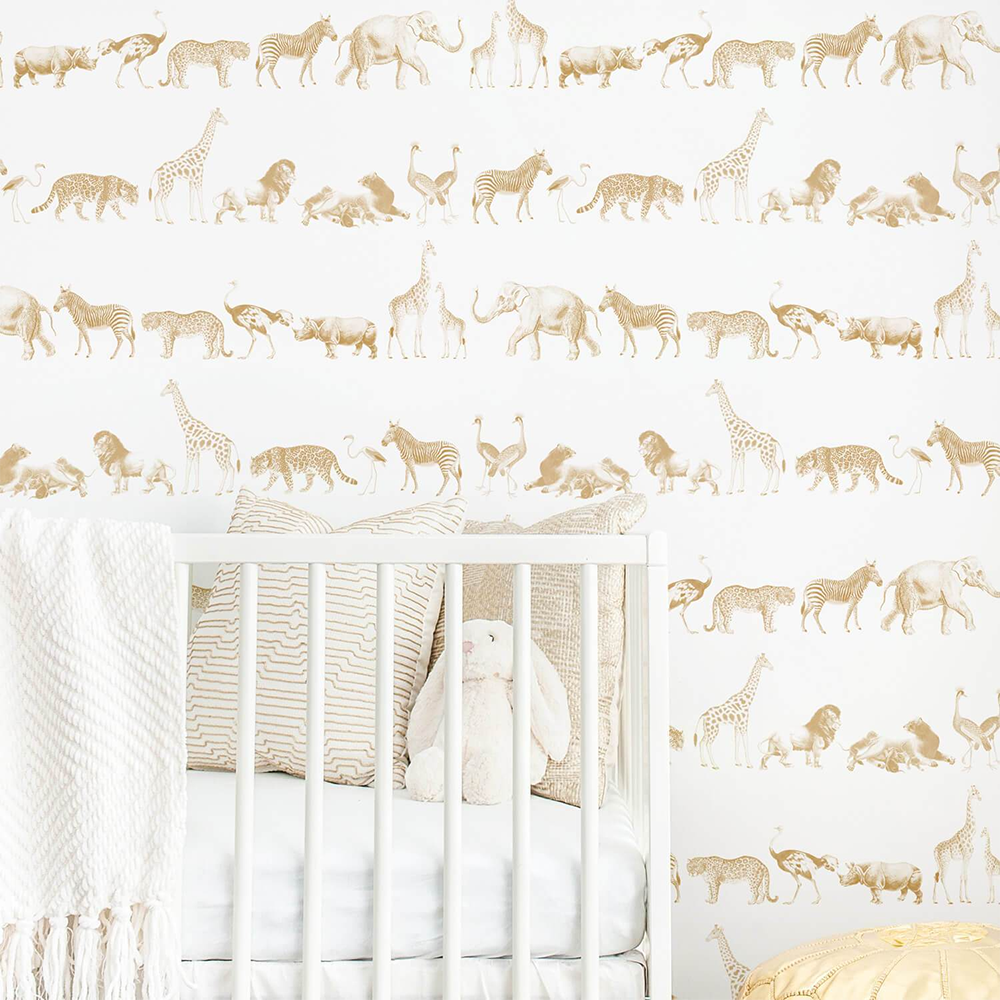 Project Nursery Vintage Safari Animal Wallpaper