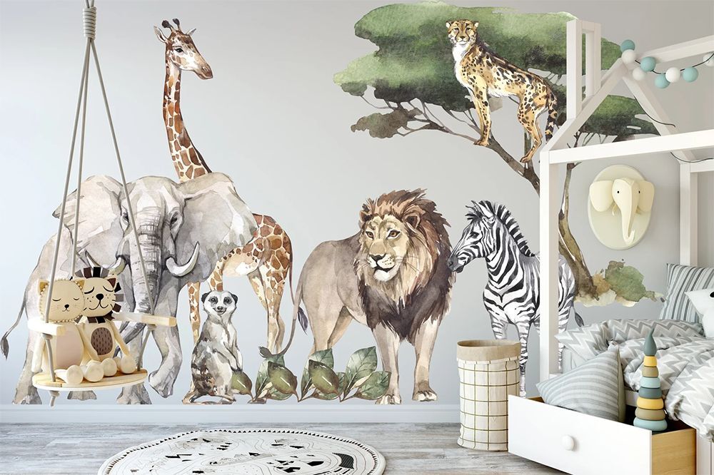 Safari Nursery In The UK, Jungle Animal Wall Stickers, Safari Wall Stickers, Safari wall decals, Jungle Stickers For Walls, Safari Wallpaper