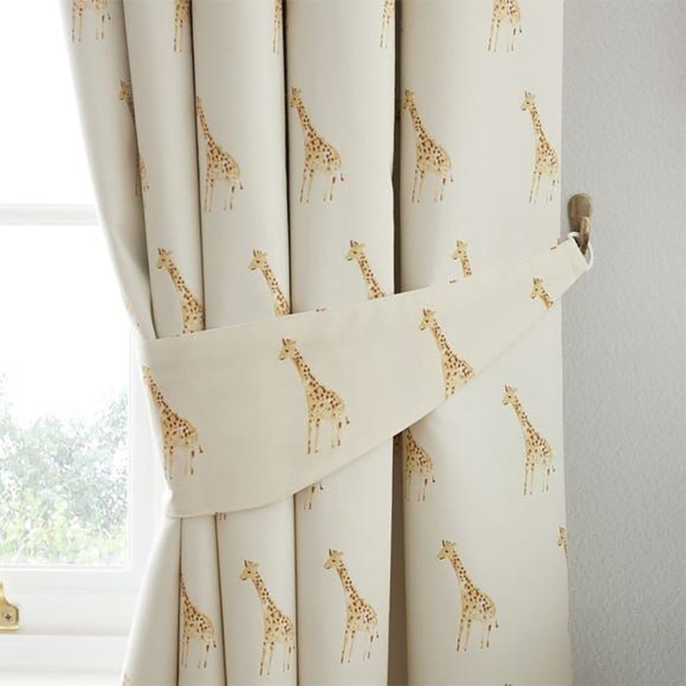 Zoom in of Dunelm Safari Natural Cotton Thermal Blackout Pencil Pleat Curtains