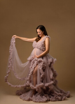 Pink Ruffle Dress at my Maternity Photoshoot in London