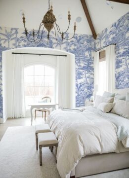 Blue and White Wallpaper - Toiles de jouy wallpaper - French toiles wallpaper - classic wallpaper- chinoiserie wallpaper - Versailles in bleu- WIV-632
