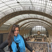 Really Love My Blue Winter Scarf - Travel Blogger with the Musée d'Orsay Interior Clock