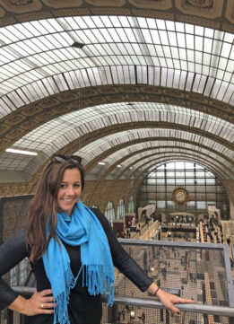 Really Love My Blue Winter Scarf - Travel Blogger with the Musée d'Orsay Interior Clock
