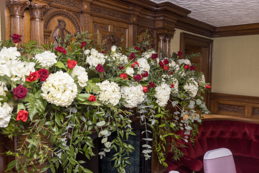 Wedding at Delta Hotels by Marriott Breadsall Priory Country Club - White and Red Flower Arrangement