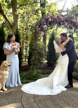 Nashville Wedding Weekend - Bridge and Groom First Kiss at Riverwood Mansion