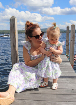 Hill House Home Mommy and Me Matching wearing The Ellie Nap Dress in Wisteria