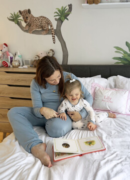Sparkles and Shoes - Kyte Family Pajamas - Reading to Lily in her Room