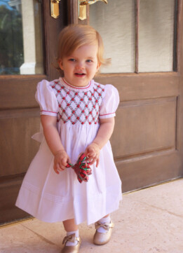 Lily in White Girls Floral Smocked Holiday Dress from Feltman Brothers