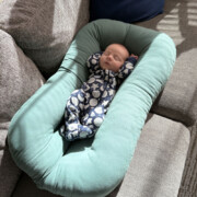 Afternoon naps in the Snuggle Me Organic Lounger