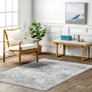 Priyanka Washable Persian Rug | Light Blue