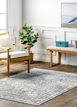Priyanka Washable Persian Rug | Light Blue