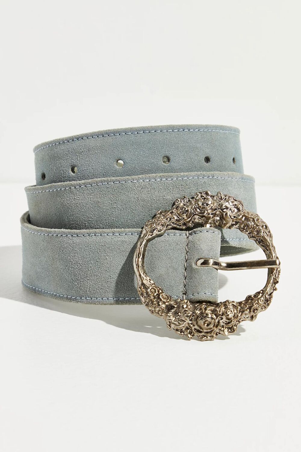 Spring 2025 Currently Coveting Free People Sabine Suede Belt in Sky $38