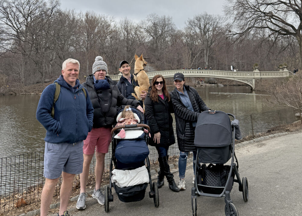 Uppababy Vista Strollers in Central Park with Foot Muff for Rumble Seat
