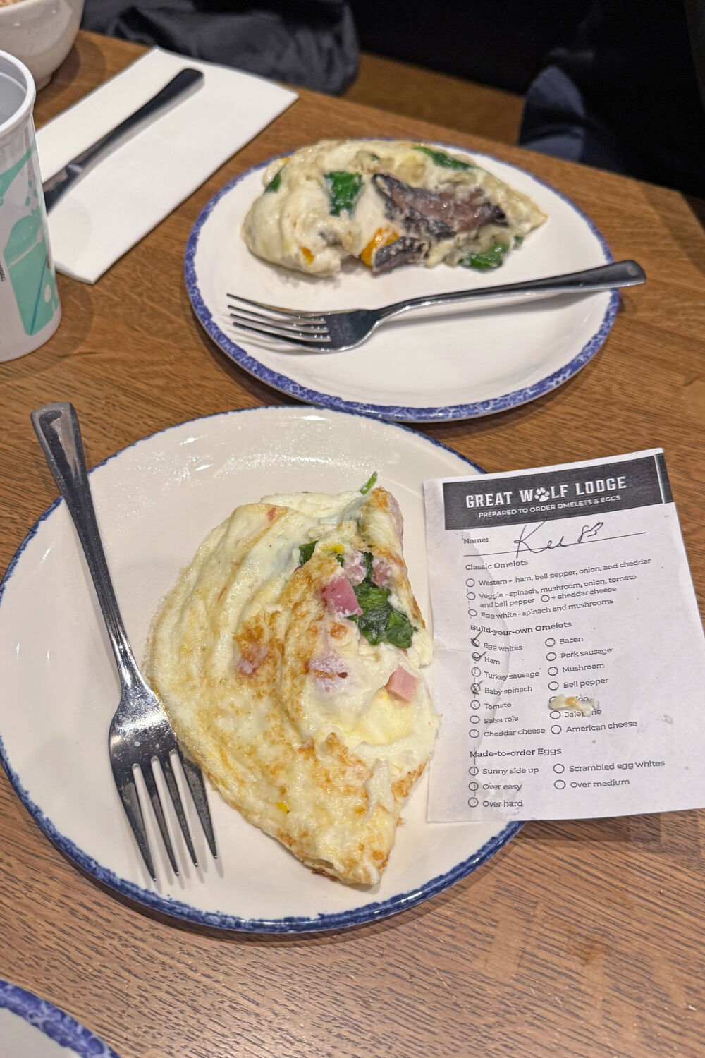 Two fresh, made-to-order omelets served at the resort's breakfast buffet.